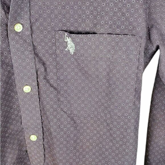 Us Polo Association Purple Slim Fit Button Up Shirt - Picture 3 of 6